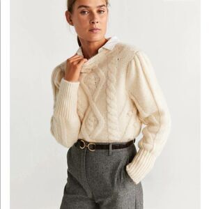 Mango Knitted Chunky Braided Sweater New